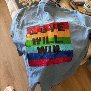 Levi's Bedazzled Blue Denim Shirt